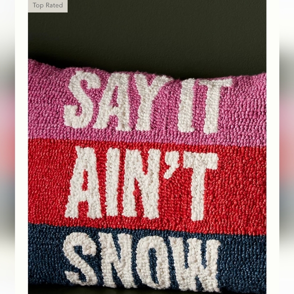 Anthropologie Season's Greetings Hooked Pillow- multi-colored - Picture 2 of 13